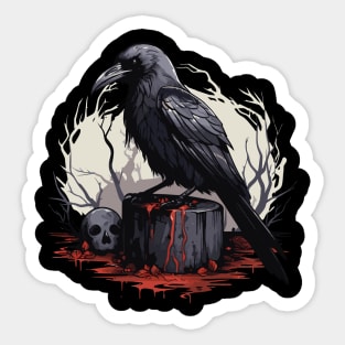 Gothic - Raven in the forest Sticker